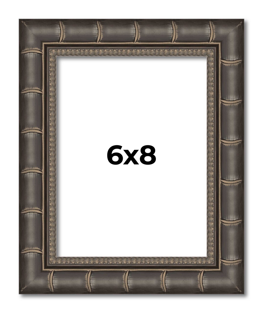 6x8 Modern Bamboo Picture Frame with UV-Resistant Acrylic & Acid Free Backing, Available in 5 Finishes - Gold, Silver, Brown, Black, and Natural